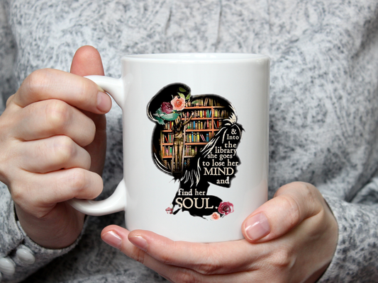 Into the library she goes - Double-Sided Mug