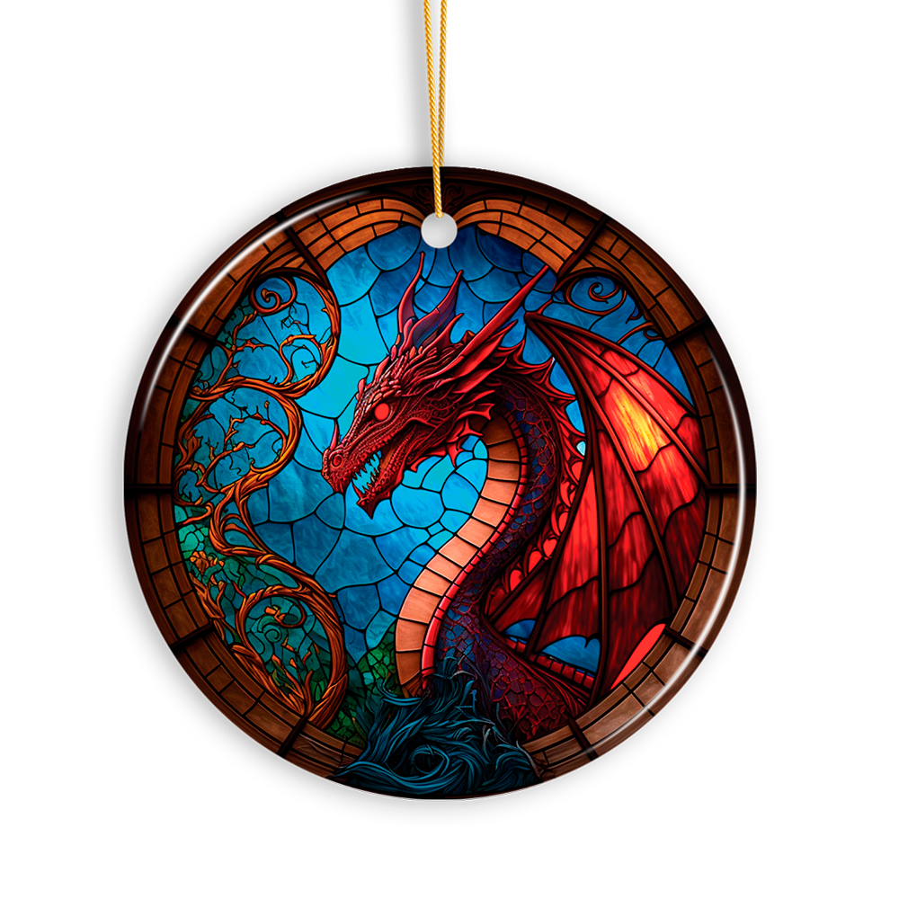 Stained Glass Fierce Dragon Ornament