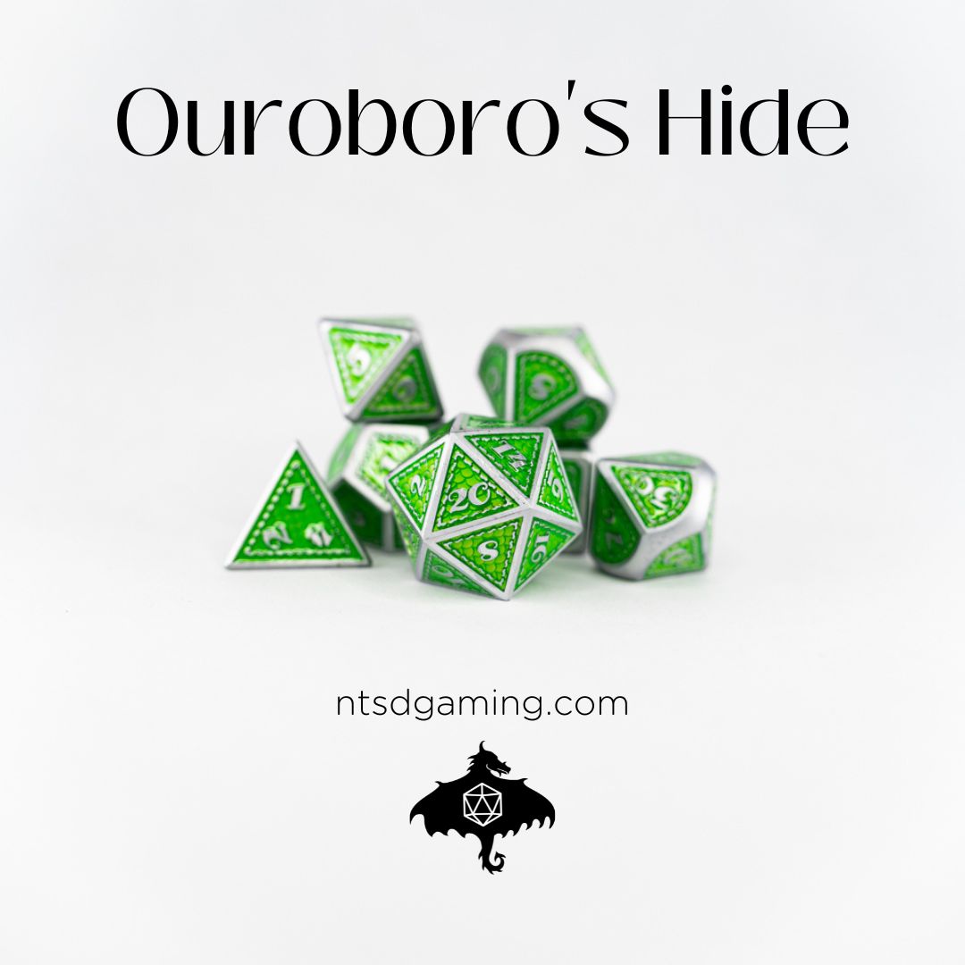 Ouroboros Hide / Green Dragon Scale Metal Dice Set