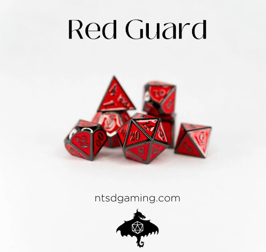 Red Guard / Red with Black Edge Metal Dice Set