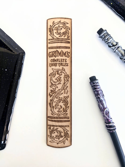 Grimm's Fairytales Book Spine Wooden Bookmark