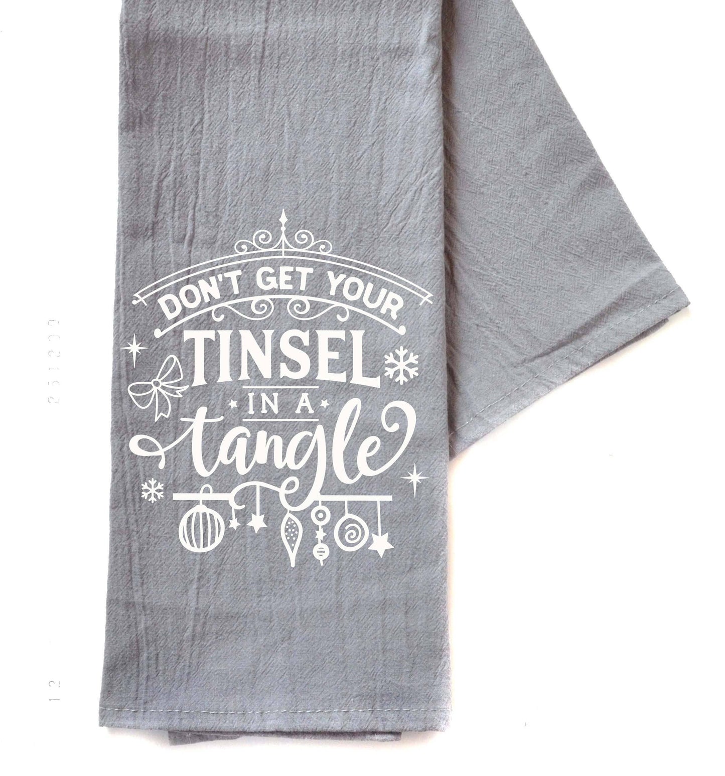 Tinsel in a Tangle Gray Hand Towels