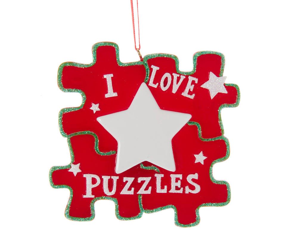 I Love Puzzles Hanging Ornament