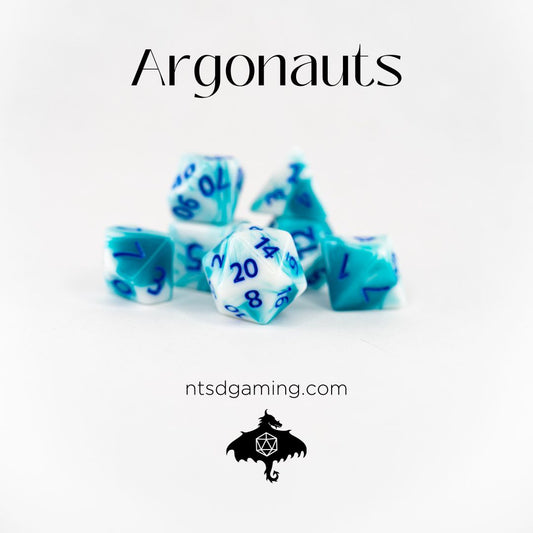 Argonauts / Turquoise and White Duo Acrylic Dice Set