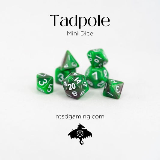 Tadpole / Green & Black Duo Mini Acrylic Dice Set
