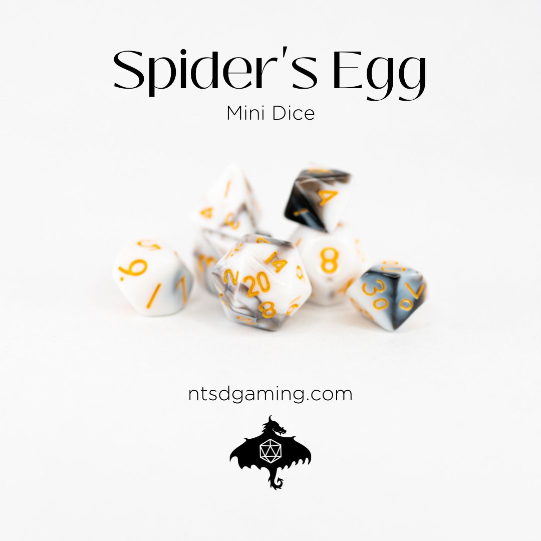 Spider's Egg / White & Black Duo Mini Acrylic Dice Set