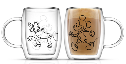 Mickey & Pluto Coffee Glasses - 13.5 oz. - Set of 2